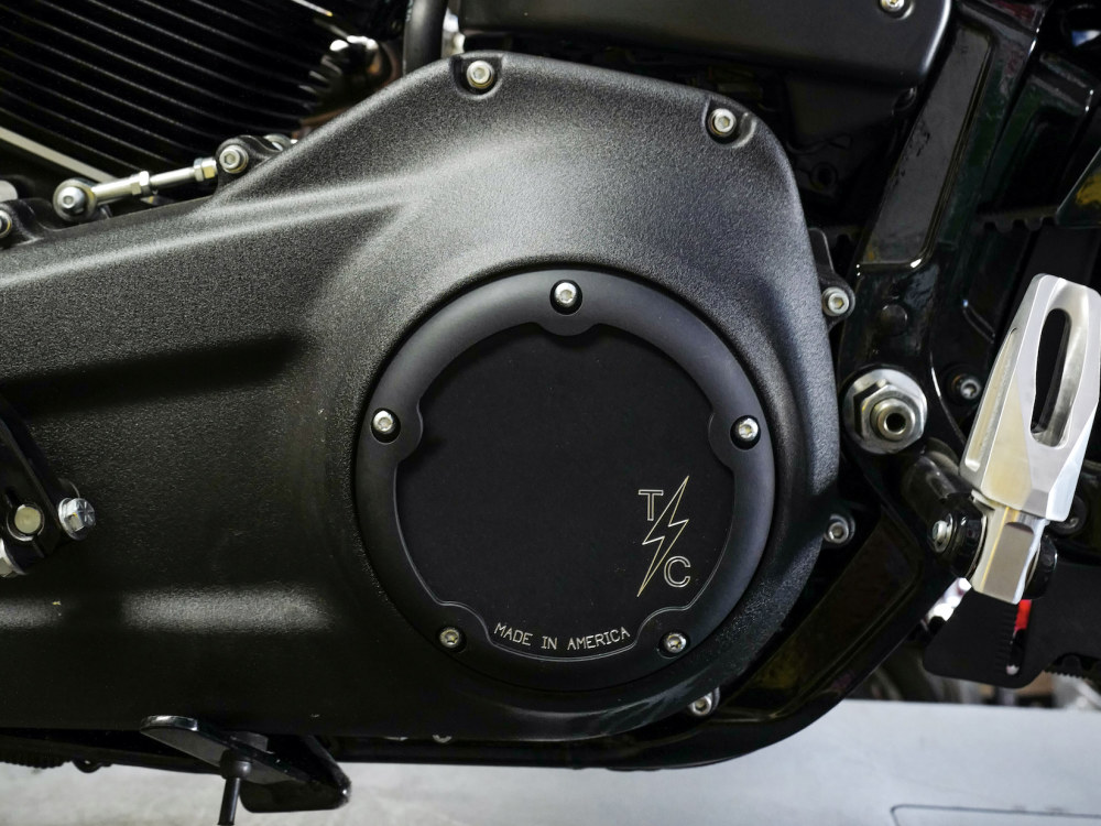 Thrashin Supply 5-Hole OG Billet Derby Cover – Black. Fits Softail 2019up.