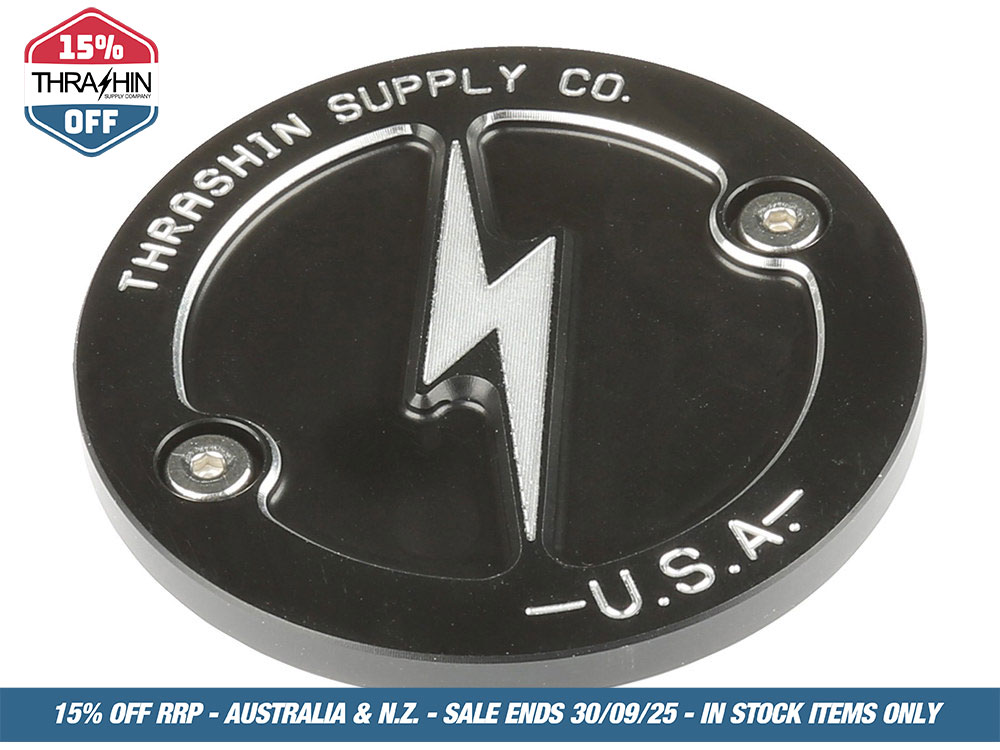Thrashin Supply Dished Points Cover – Black. Fits Softail 2018-2024 & Most Touring 2017-2024