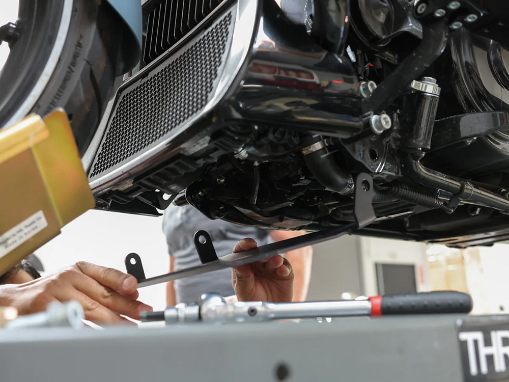 Thrashin Supply Skid Plate – Black. Fits CVO Touring 2023up & Street Glide & Road Glide 2024up