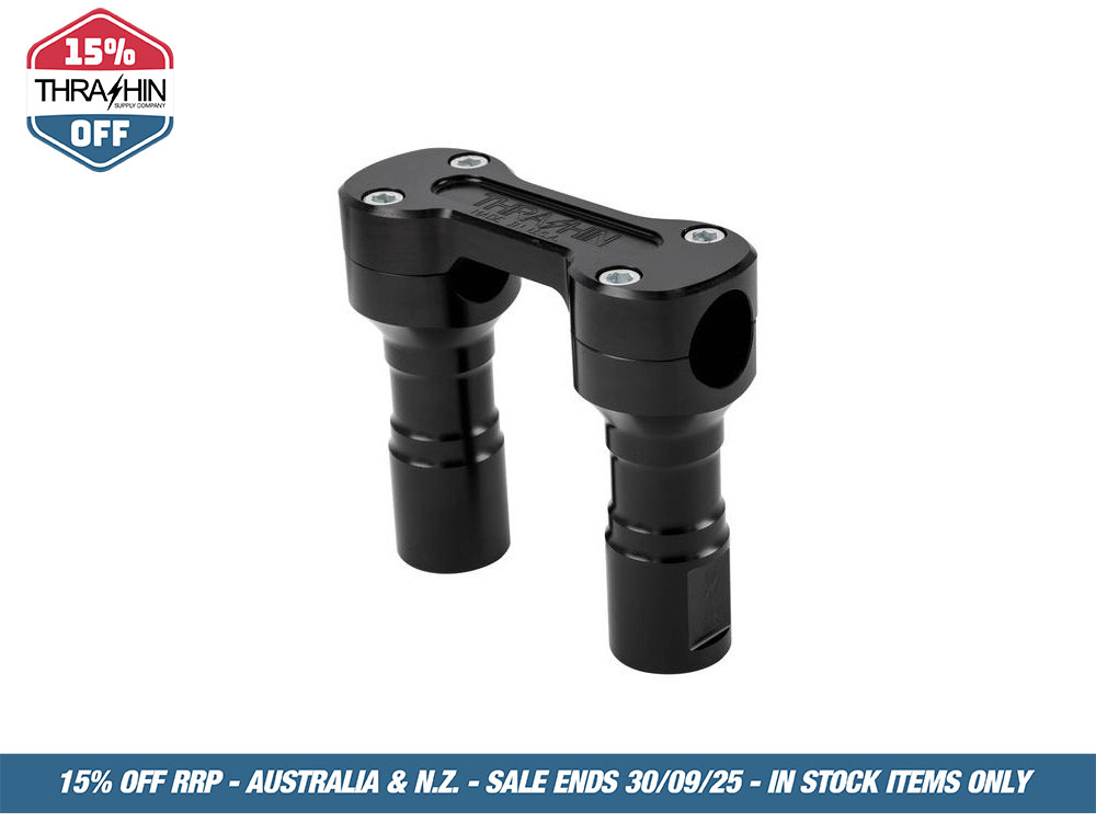 Thrashin Supply 4in. Hole Shot Risers – Black. Fits 1in. Handlebar