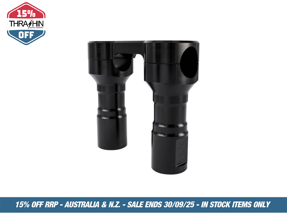 Thrashin Supply 4in. Hole Shot Risers – Black. Fits 1in. Handlebar