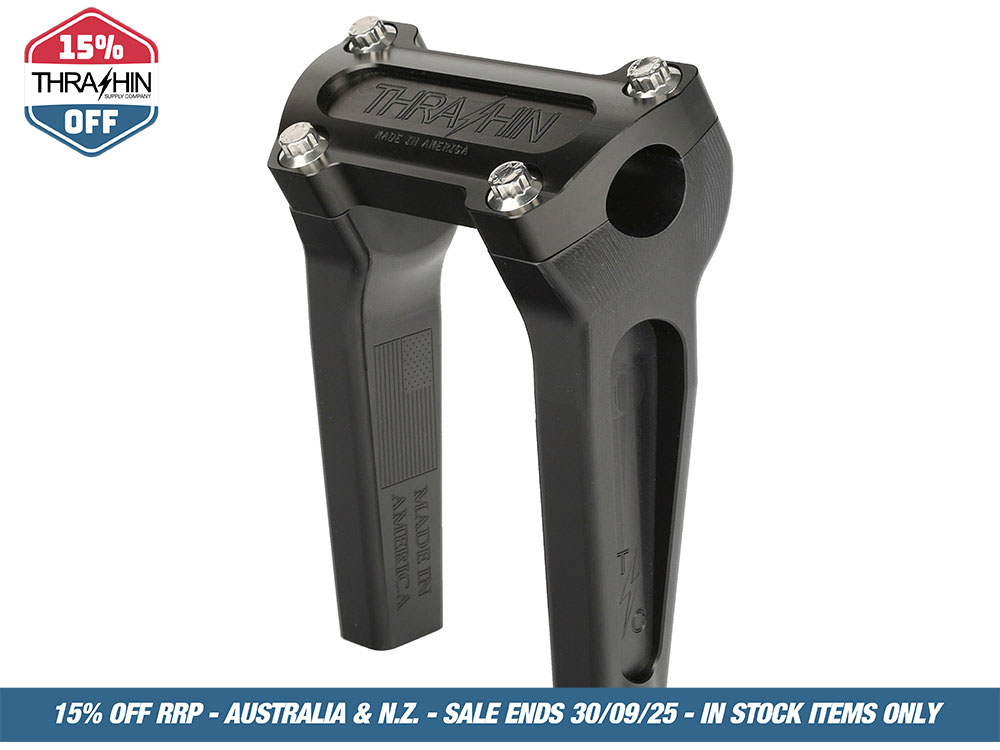 Thrashin Supply 6in. Straight Thrashin Risers – Black. Fits 1in. Handlebar