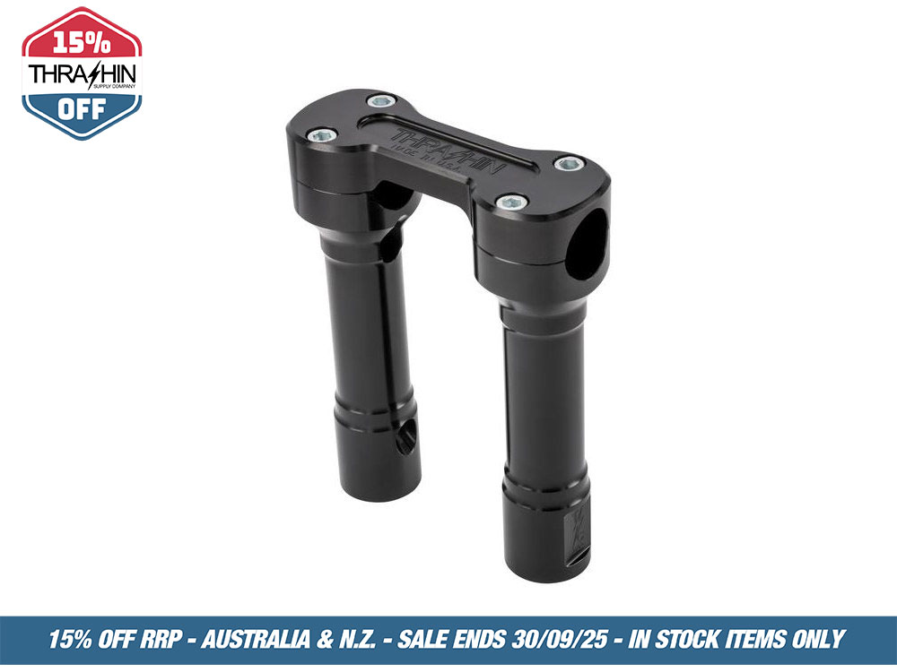 Thrashin Supply 6in. Hole Shot Risers – Black. Fits 1in. Handlebar