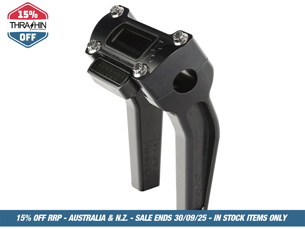 Thrashin Supply 6.5in. Pull Back Thrashin Risers – Black. Fits Softail Street Bob, Low Rider ST, Standard & Breakout 2018-2024