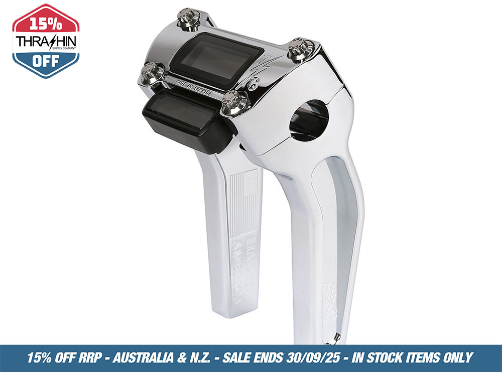 Thrashin Supply 6.5in. Pull Back Thrashin Risers – Chrome. Fits Softail Street Bob, Low Rider ST, Standard & Breakout 2018-2024