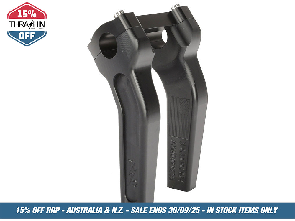 Thrashin Supply 6.5in. Pull Back Thrashin Risers – Black. Fits 1in. Handlebar