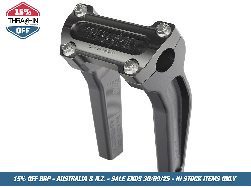 Thrashin Supply 6.5in. Pull Back Thrashin Risers – Black. Fits 1in. Handlebar