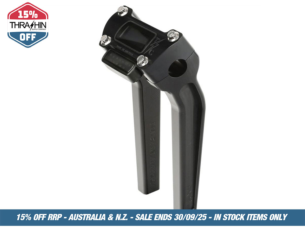 Thrashin Supply 9.5in. Pull Back Thrashin Risers – Black. Fits Softail Street Bob, Low Rider ST, Standard & Breakout 2018-2024