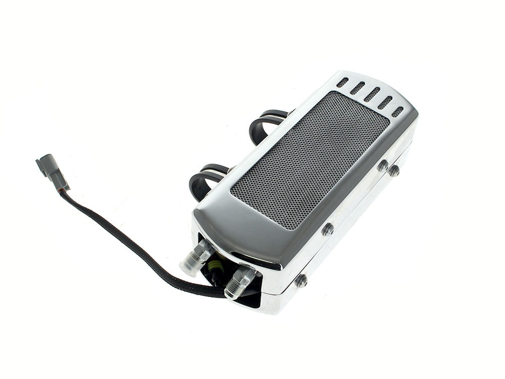 UC Fan Assisted Side Mount Oil Cooler Kit – Chrome. Fits Softail 2018up with no Crash Bar/Engine Guard
