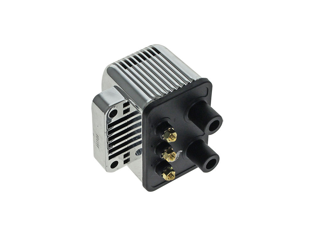 V-Factor Ignition Coil – Chrome. Fits Big Twin 1970-1999 & Sportster 1971-2003 Models with Upgraded Single Fire Ignition