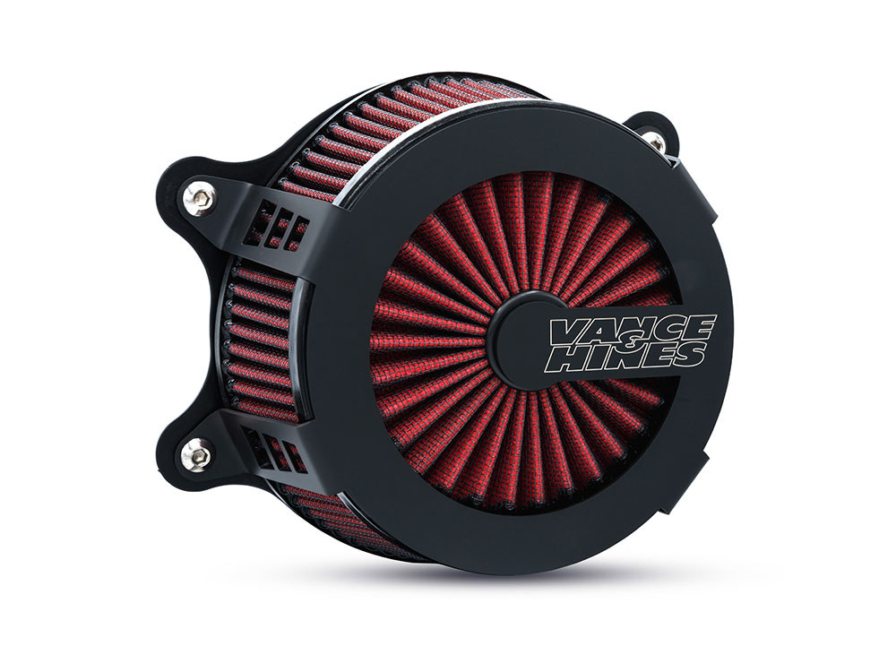 Vance and Hines VO2 Cage Fighter Air Cleaner Kit – Black. Fits CVO Touring 2023up, Street Glide & Road Glide 2024up, Touring 2025up & Softail 2025up