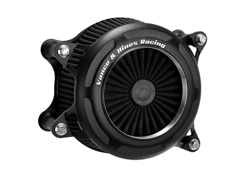 Vance and Hines VO2 Onyx Air Cleaner Kit – Wrinkle Black. Fits CVO Touring 2023up, Street Glide & Road Glide 2024up, Touring 2025up & Softail 2025up