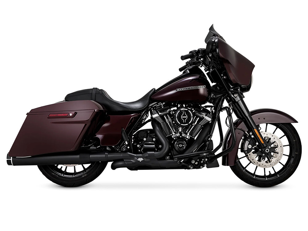 Vance and Hines 4.5in. Torquer 450 Slip-On Mufflers – Black with Black Machine End Caps. Fits Touring 2017up