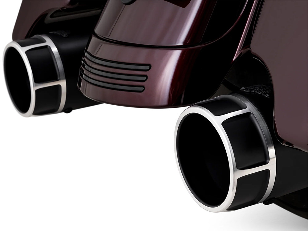 Vance and Hines 4.5in. Torquer 450 Slip-On Mufflers – Black with Black Machine End Caps. Fits Touring 2017up