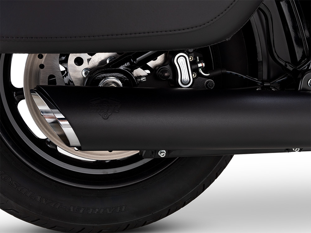 Vance and Hines 4in. Twin Slash Slip-On Muffler – Black. Fits Softail Street Bob, Low Rider S, Low Rider ST & Heritage 2025up
