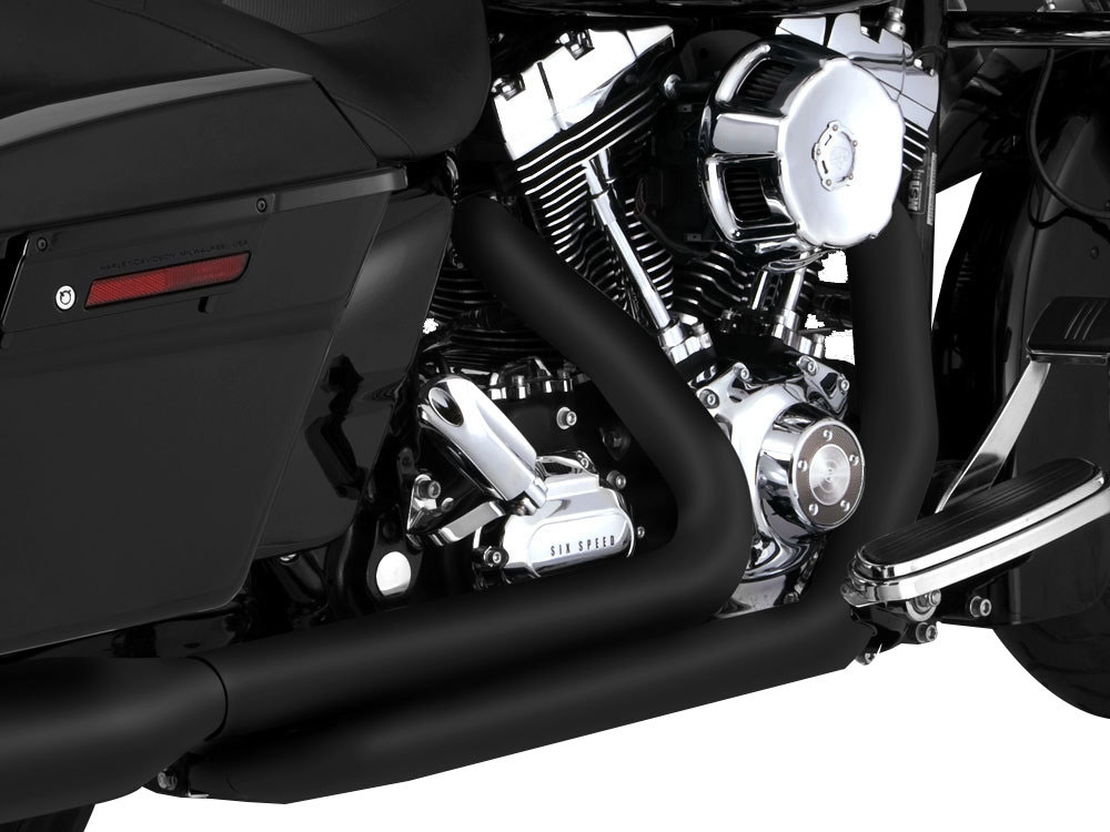 Vance and Hines Dresser Duals, Right Side Tuck & Under Headers – Black. Fits Touring 2009-2016
