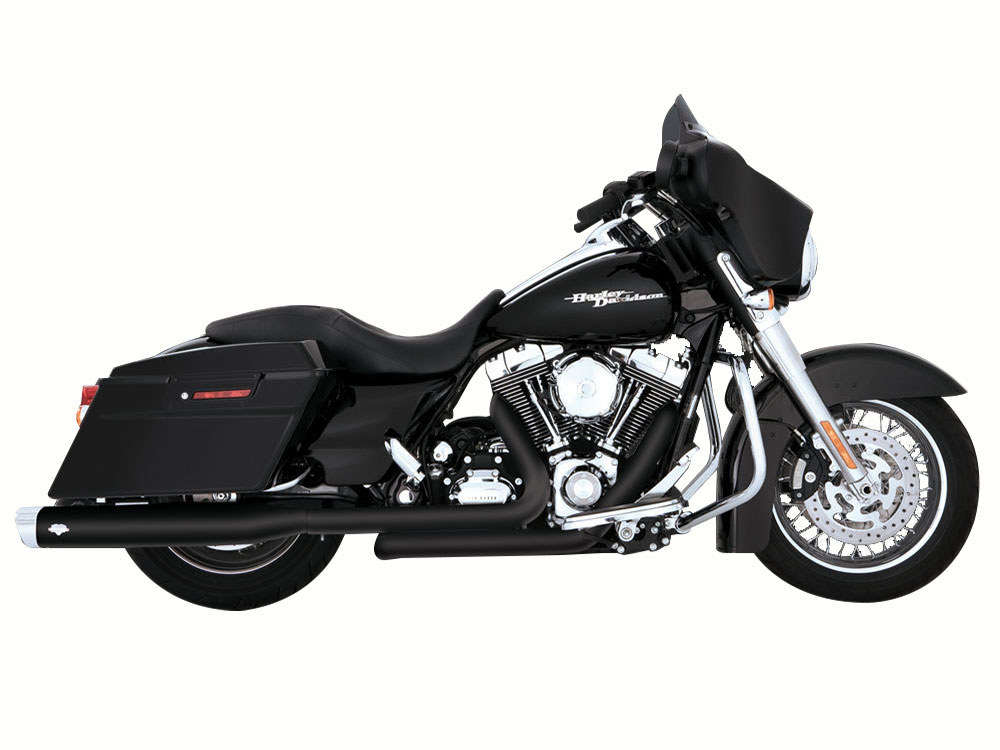 Vance and Hines Dresser Duals, Right Side Tuck & Under Headers – Black. Fits Touring 2009-2016