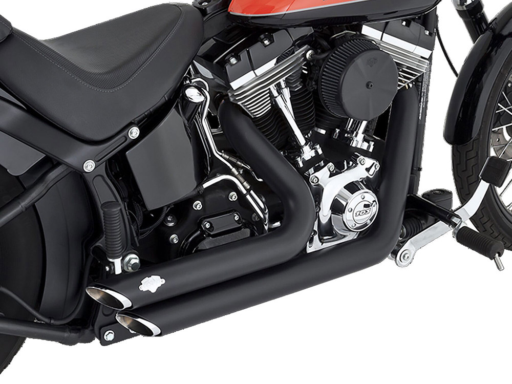 Vance and Hines Shortshots Staggered Exhaust – Black. Fits Softail 1986-2017 Non-240 Tyre Models