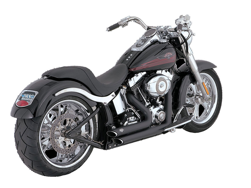 Vance and Hines Shortshots Staggered Exhaust – Black. Fits Softail 1986-2017 Non-240 Tyre Models