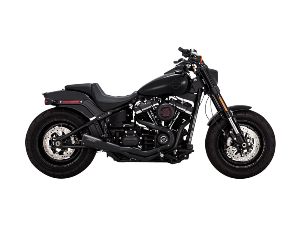 Vance and Hines 2-into-1 Upsweep Exhaust – Black. Fits Softail 2018-2024 Non-240 Tyre Models