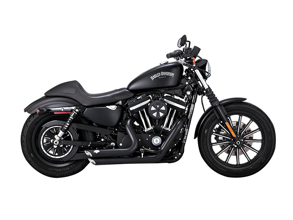 Vance and Hines Shortshots Staggered Exhaust – Black. Fits Sportster 2014-2021