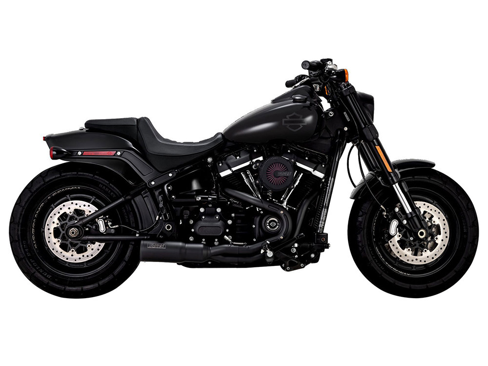Vance and Hines Hi-Output 2-into-1 Exhaust – Black. Fits Softail 2018-2024 Non-240 Tyre Models