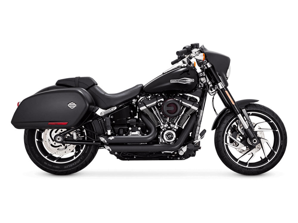 Vance and Hines Shortshots Staggered Exhaust – Black. Fits Softail 2018-2024 Non-240 Tyre Models