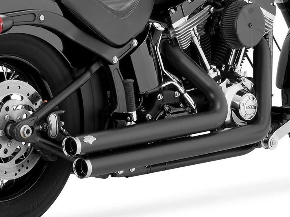 Vance and Hines Big Shots Staggered Exhaust – Black. Fits Softail 1986-2017 Non-240 Tyre Models