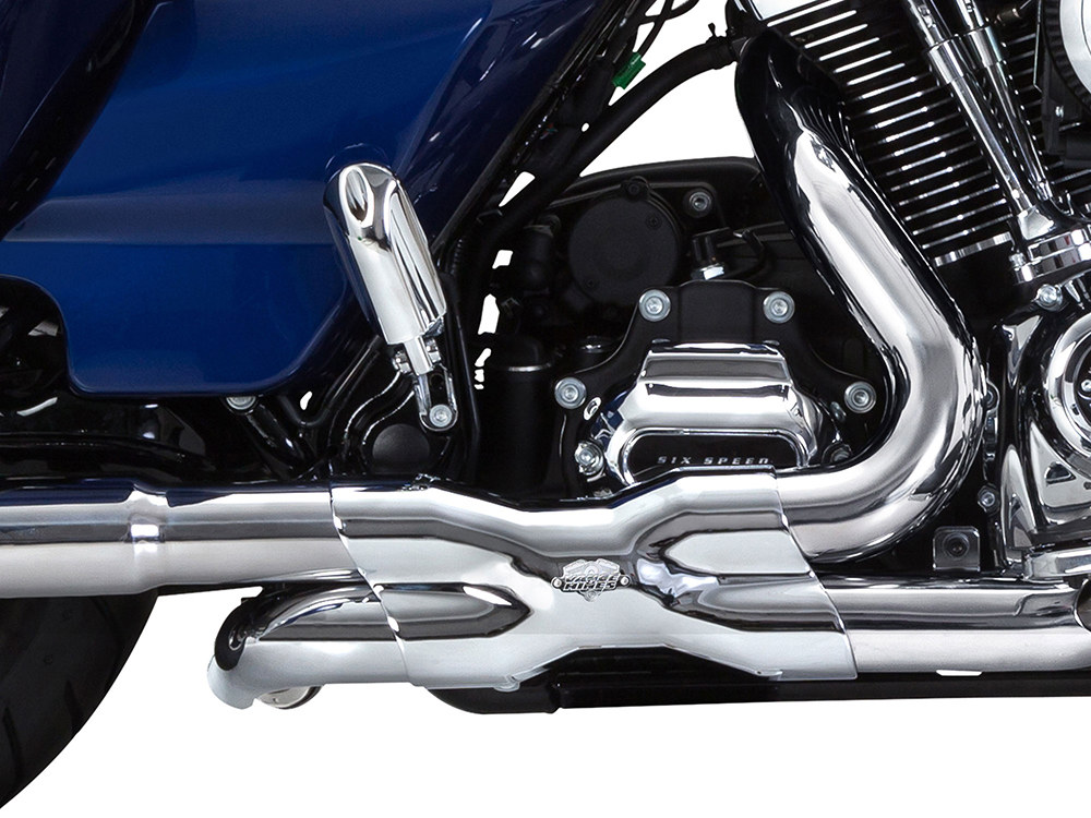 Vance and Hines Power Duals Right Side Tuck & Under Headers – Chrome. Fits Touring 2017up