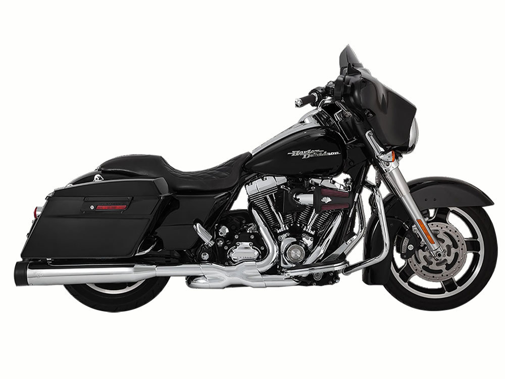 Vance and Hines 4.5in. OverSized 450 Destroyer Slip-On Mufflers – Chrome with Black End Caps. Fits Touring 1995-2016 & Trike 2017-2020
