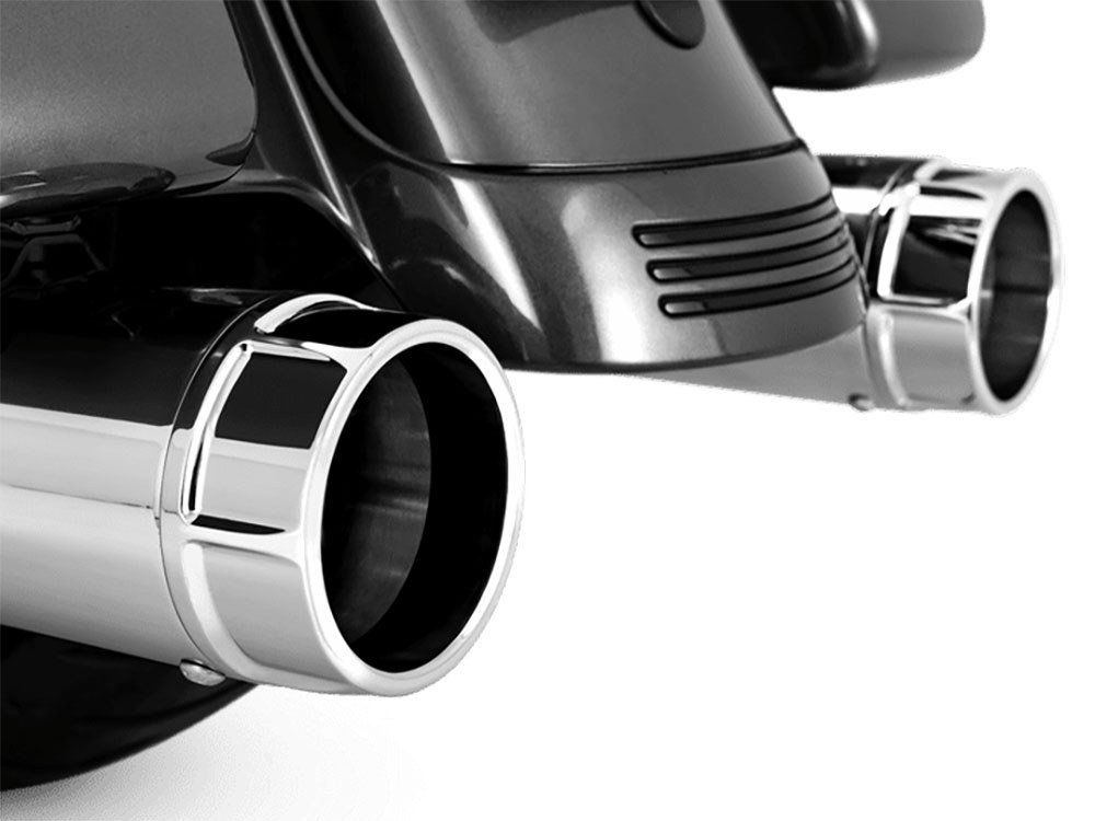 Vance and Hines 4.5in. Torquer 450 Slip-On Mufflers – Chrome with Chrome End Caps. Fits Touring 1995-2016