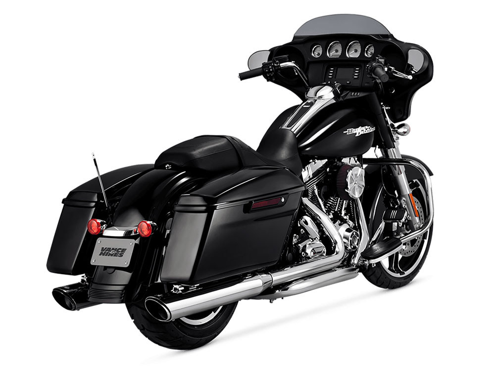 Vance and Hines 4in. Twin Slash Round Slip-On Mufflers – Chrome. Fits Touring 1995-2016 & Trike 2017-2020