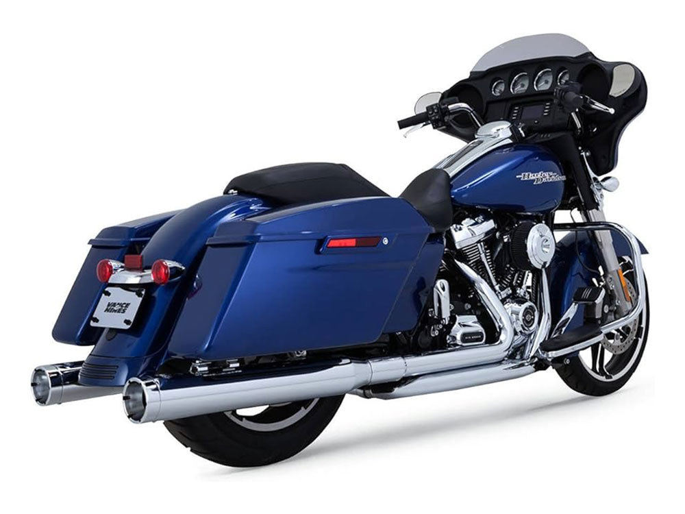 Vance and Hines 4in. Monster Round Slip-On Mufflers – Chrome with Chrome End Caps. Fits Touring 2017up