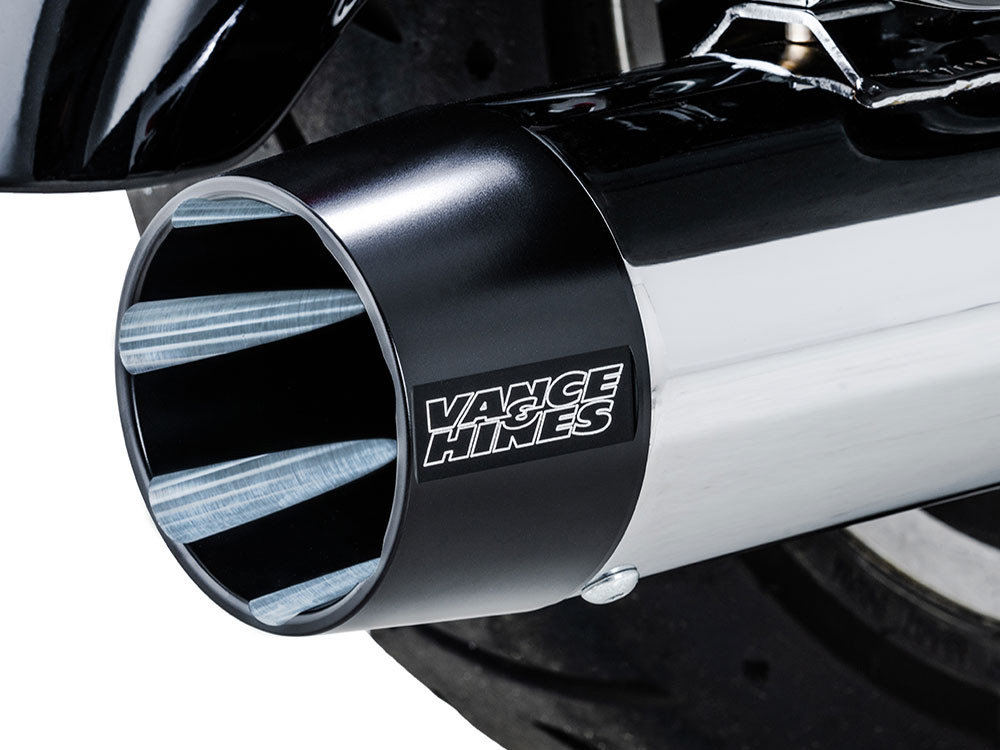Vance and Hines 4.5in. Blackbird 450 Slip-On Mufflers – Chrome with Black End Caps. Fits Touring 2017up
