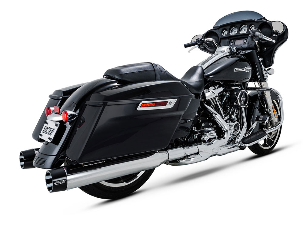 Vance and Hines 4.5in. Blackbird 450 Slip-On Mufflers – Chrome with Black End Caps. Fits Touring 2017up