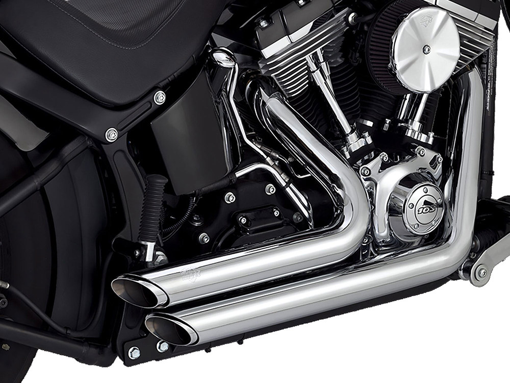 Vance and Hines Shortshots Staggered Exhaust – Chrome. Fits Softail 1986-2017 Non-240 Tyre Models