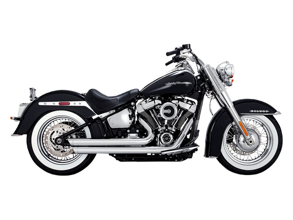Vance and Hines Big Shots Staggered Exhaust – Chrome. Fits Softail 2018-2024 Non-240 Tyre Models