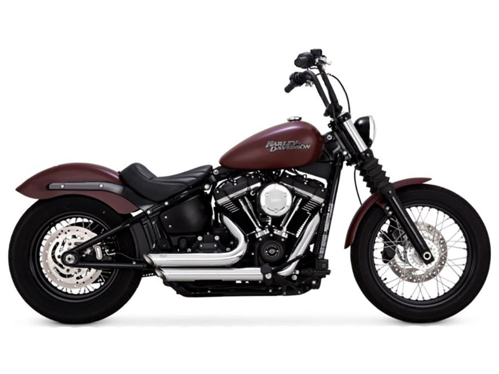 Vance and Hines Shortshots Staggered Exhaust – Chrome. Fits Softail 2018-2024 Non-240 Tyre Models