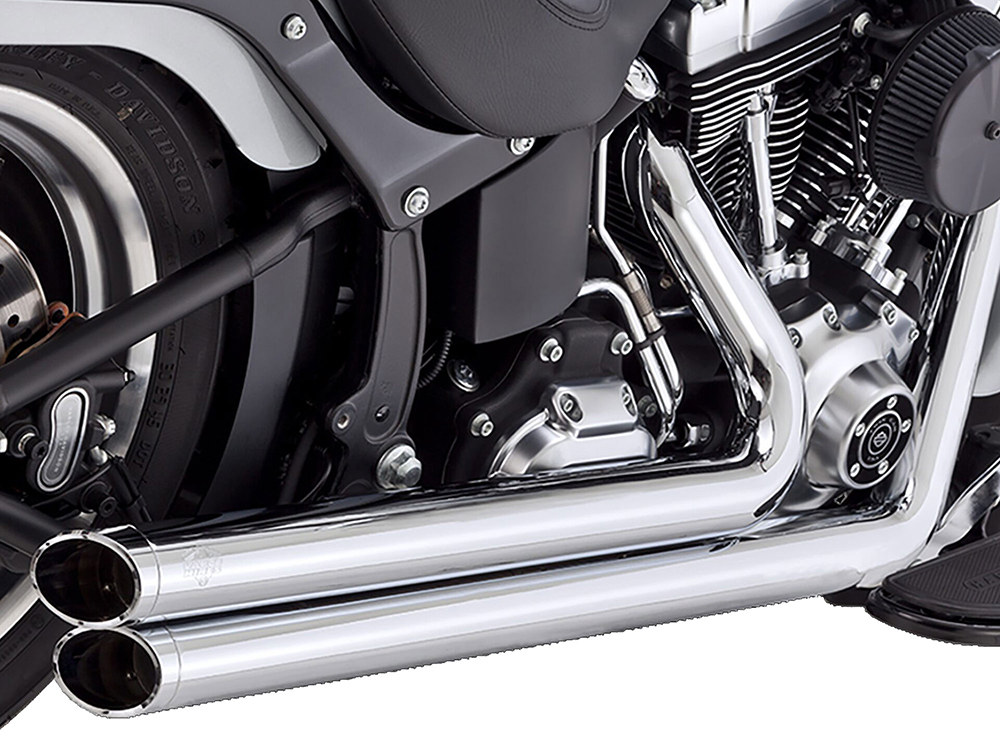 Vance and Hines Big Shots Staggered Exhaust – Chrome. Fits Softail 1986-2017 Non-240 Tyre Models