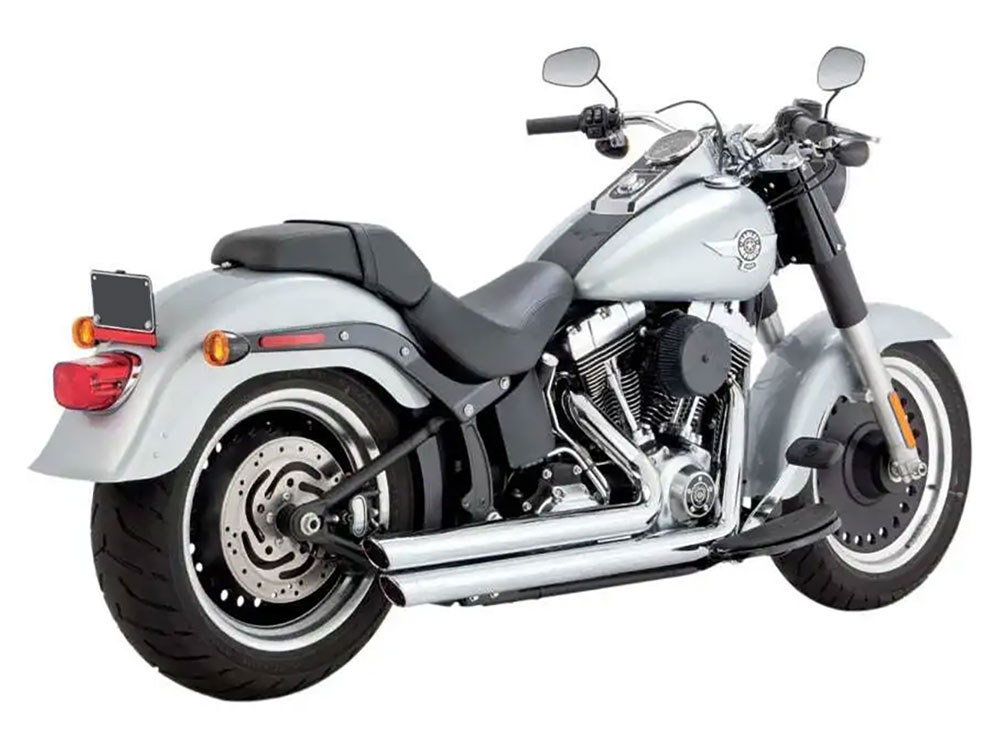 Vance and Hines Big Shots Staggered Exhaust – Chrome. Fits Softail 1986-2017 Non-240 Tyre Models
