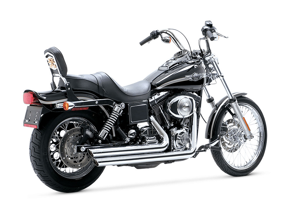 Vance and Hines Big Shots Staggered Exhaust – Chrome. Fits Dyna 1991-2005