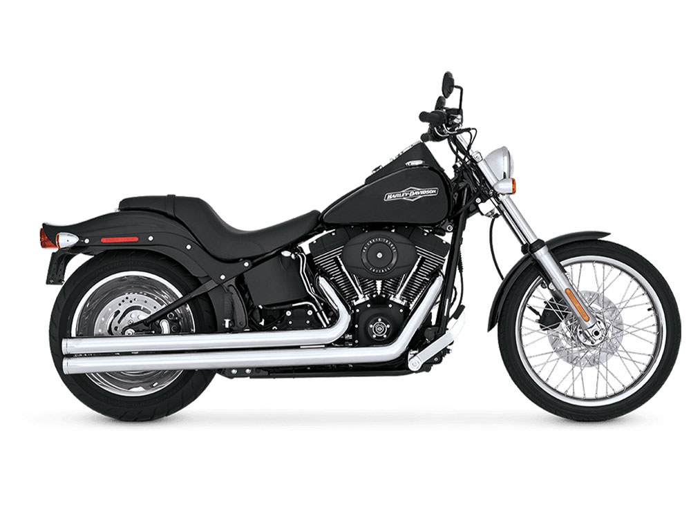 Vance and Hines Big Shots Long Exhaust – Chrome. Fits Softail 1986-2017 Non-240 Tyre Models