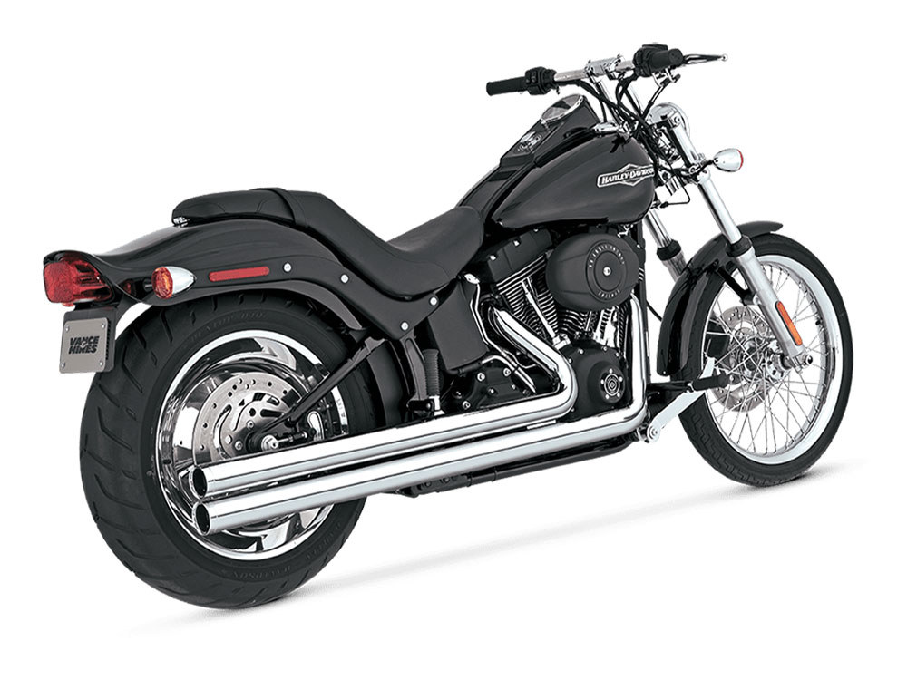 Vance and Hines Big Shots Long Exhaust – Chrome. Fits Softail 1986-2017 Non-240 Tyre Models