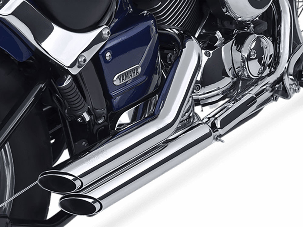 Vance and Hines Shortshots Staggered Exhaust – Chrome. Fits Yamaha V-Star XVS650 1998-2019