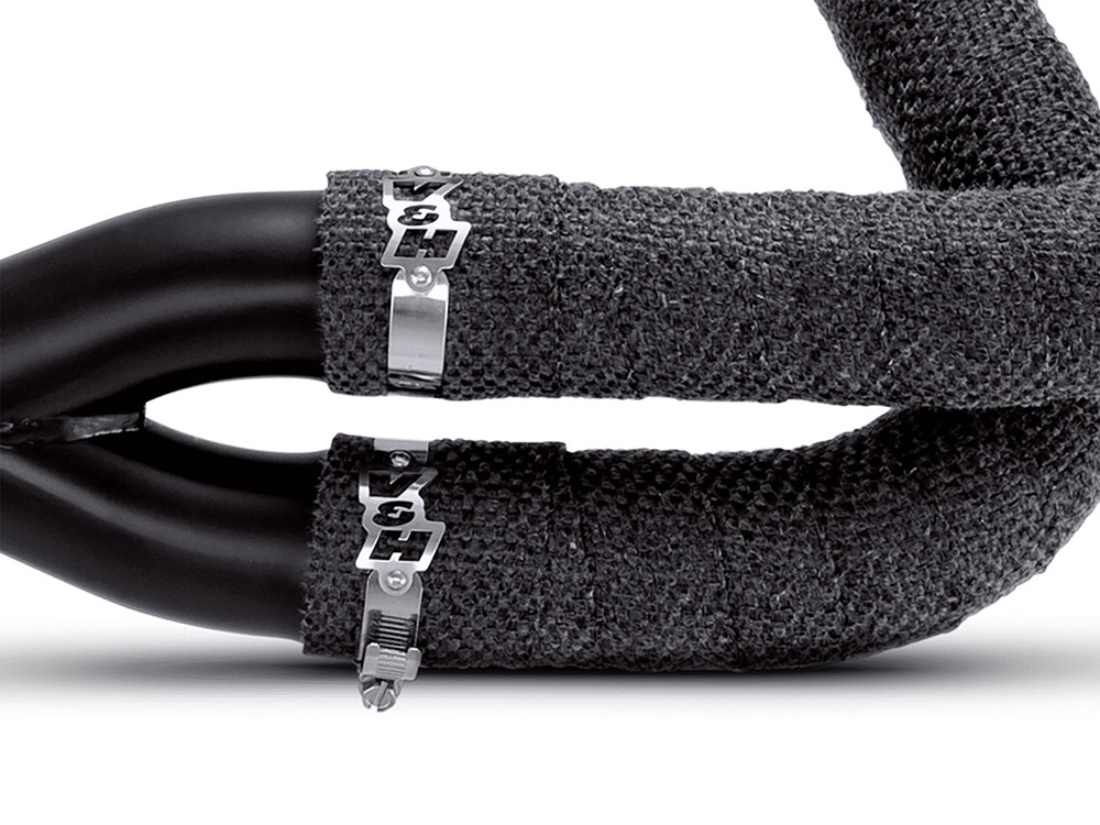 Vance and Hines Black Heat Wrap. 2in. Wide x 25 Foot Roll with Locking Ties.