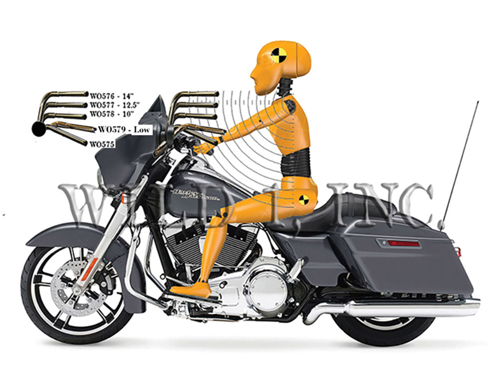 WILD 1 HANDLEBARS 8-1/2in. x 1-1/4in. Chubby Bagger Low Pull Back Handlebar – Chrome. Fits Ultra Models 1996up and Street Glide 1996-2023