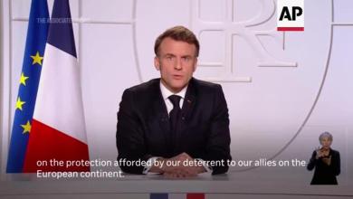 Macron says he'll confer with allies on protecting Europe with French nuclear deterrence Macron says he'll confer with allies on protecting Europe with French nuclear deterrence