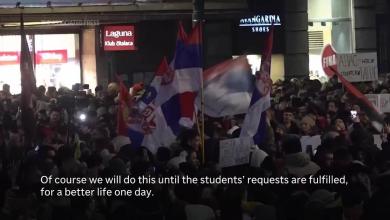 Protest in support of Serbian students fighting alleged government corruption Protest in support of Serbian students fighting alleged government corruption