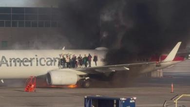 American Airlines plane catches fire at Denver International Airport American Airlines plane catches fire at Denver International Airport