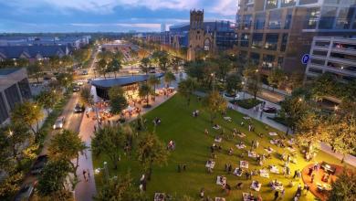 Renderings of I-75 cap in Detroit show what public space over highway could provide Renderings of I-75 cap in Detroit show what public space over highway could provide